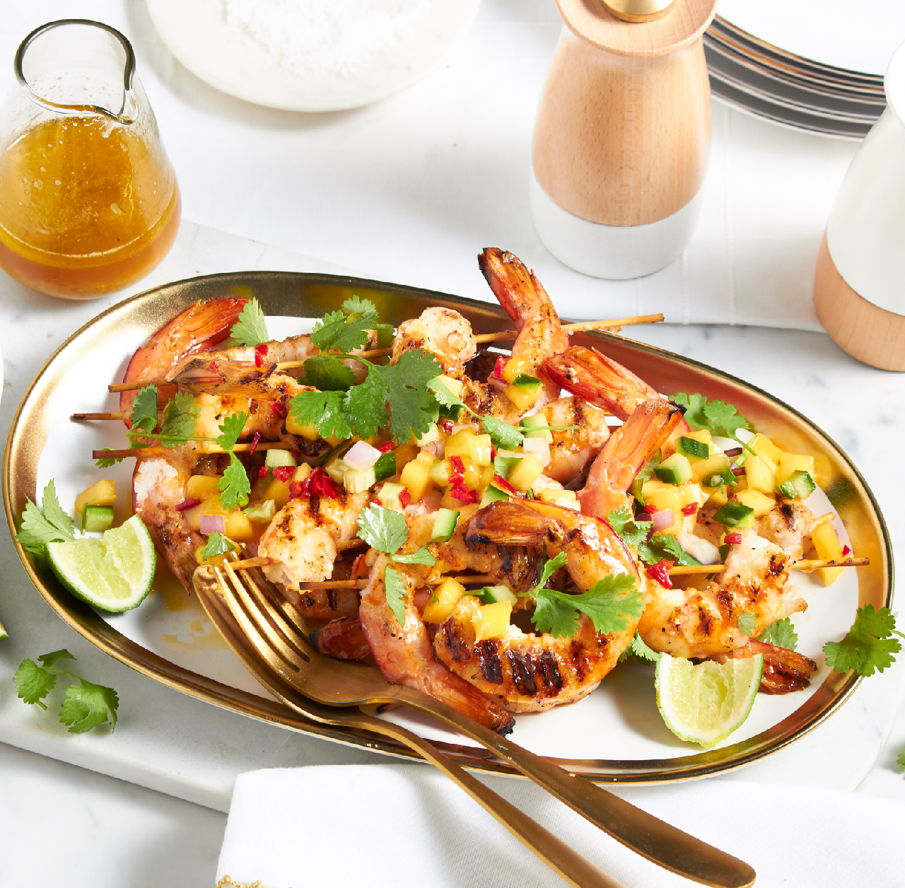 Easter recipe: BBQ grilled prawns with mango salsa